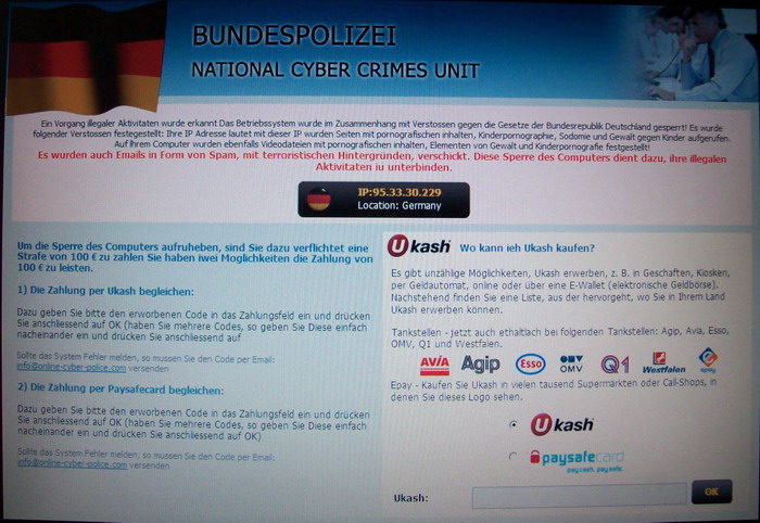 Screenshot Trojaner und Malware