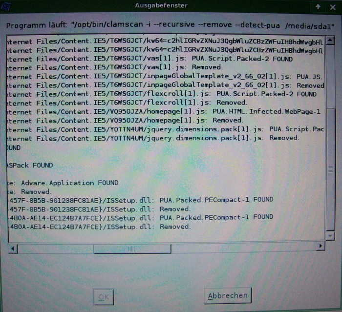 Screenshot Trojaner und Malware