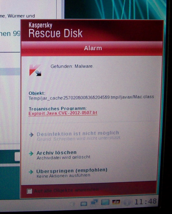 Screenshot Trojaner und Malware